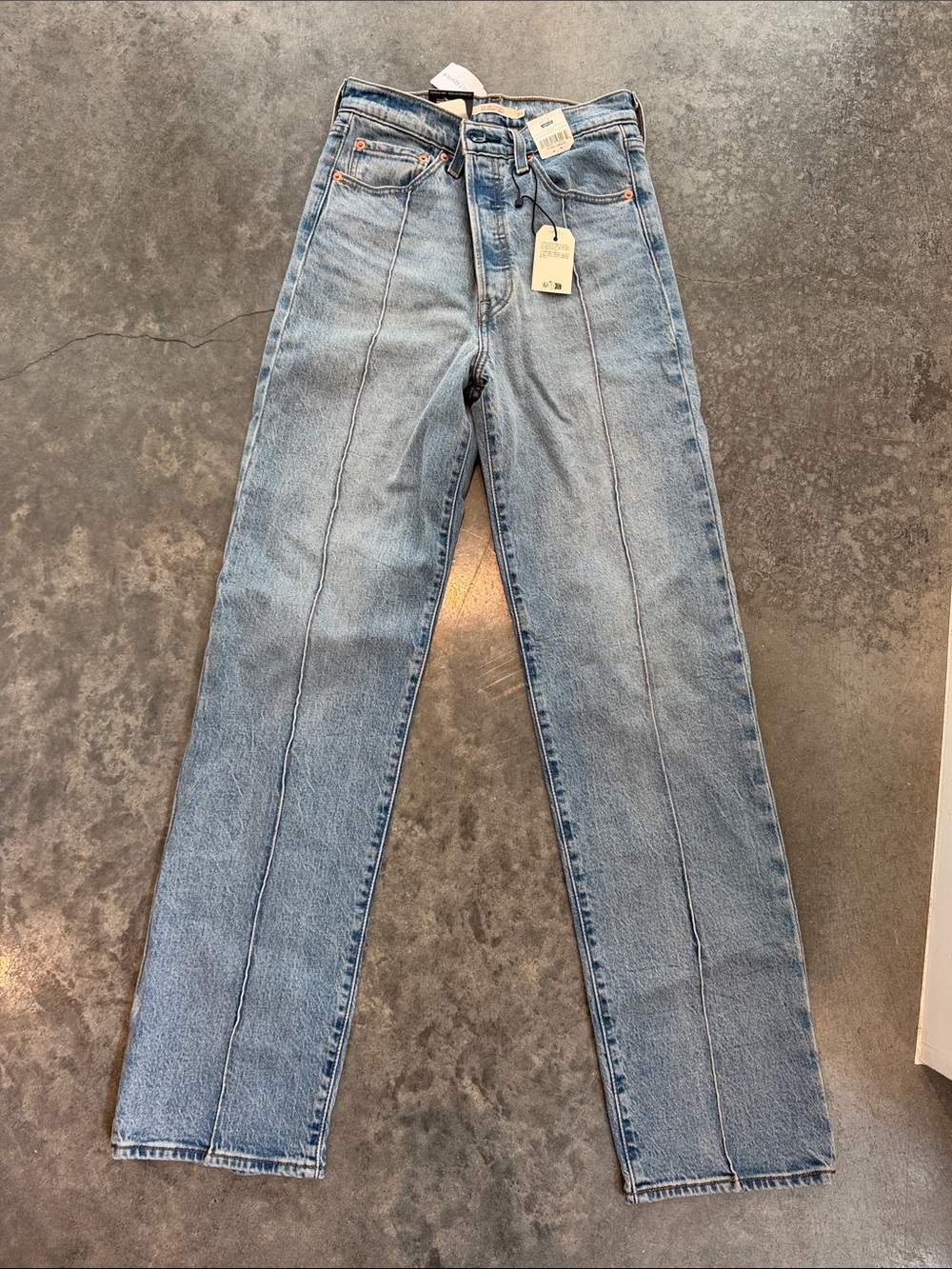 Levi's Women's Light Blue Straight Leg Jeans with Front Seam